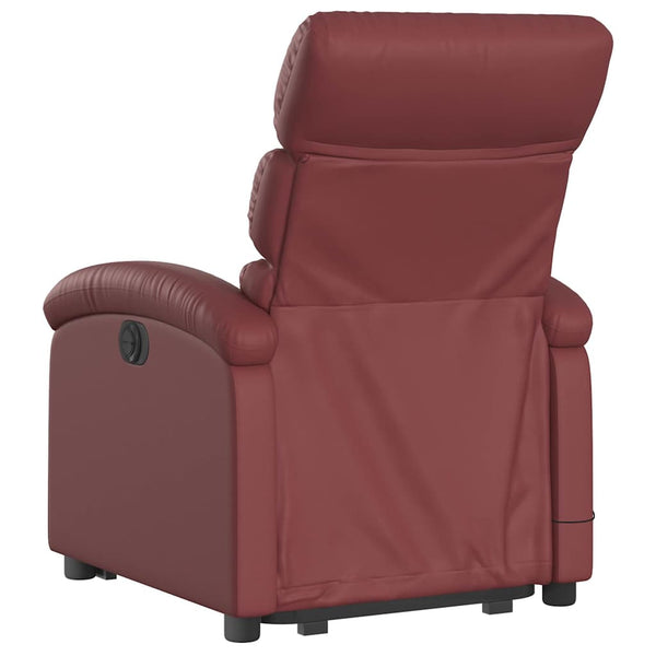 vidaXL Massage Recliner with Lift Function Wine Red Faux Leather