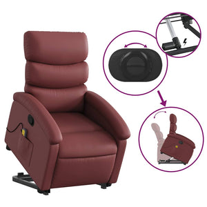 vidaXL Massage Recliner with Lift Function Wine Red Faux Leather