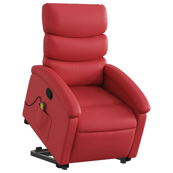 Massagesessel mit Aufstehhilfe Rot Kunstleder