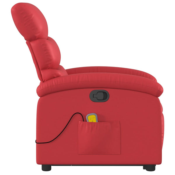 Massagesessel mit Aufstehhilfe Rot Kunstleder