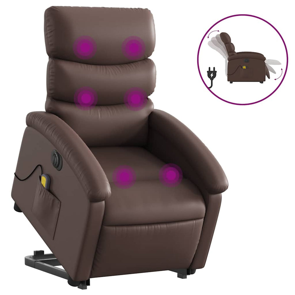 Elektrischer Massagesessel mit Aufstehhilfe Braun