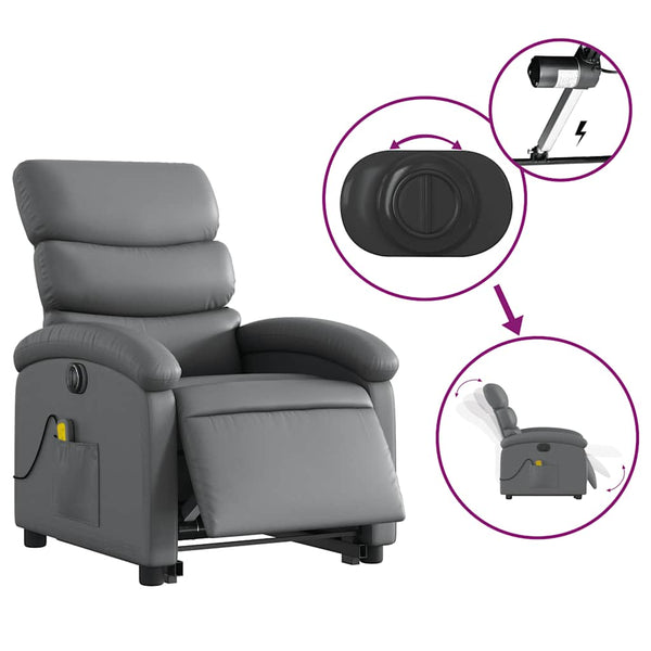 Elektrischer Massagesessel mit Aufstehhilfe Grau