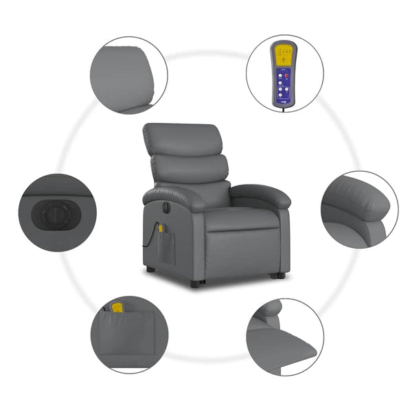 Elektrischer Massagesessel mit Aufstehhilfe Grau