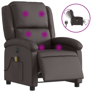 Elektrischer Massagesessel Dunkelbraun Echtleder