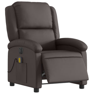 Elektrischer Massagesessel Dunkelbraun Echtleder