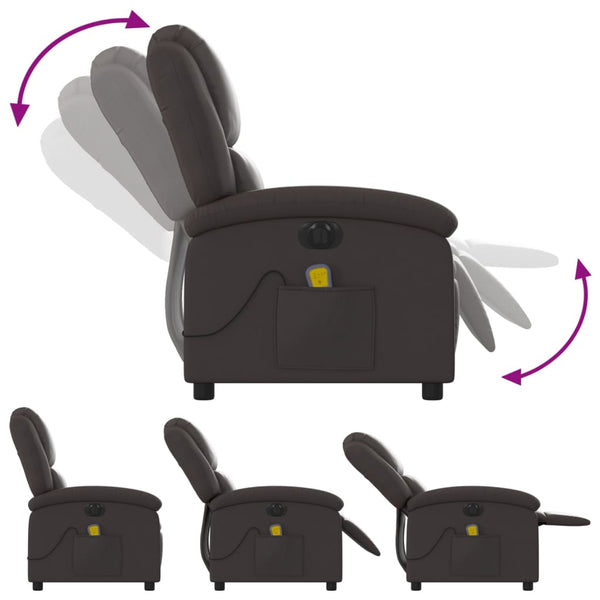 Elektrischer Massagesessel Dunkelbraun Echtleder