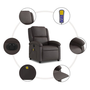 Elektrischer Massagesessel Dunkelbraun Echtleder