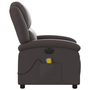 Elektrischer Massagesessel Dunkelbraun Echtleder