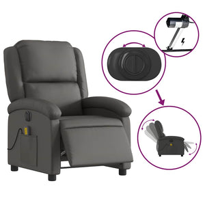 Elektrischer Massagesessel Grau Echtleder