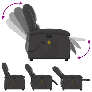 Elektrischer Massagesessel Grau Echtleder