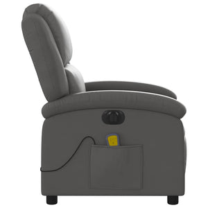 Elektrischer Massagesessel Grau Echtleder