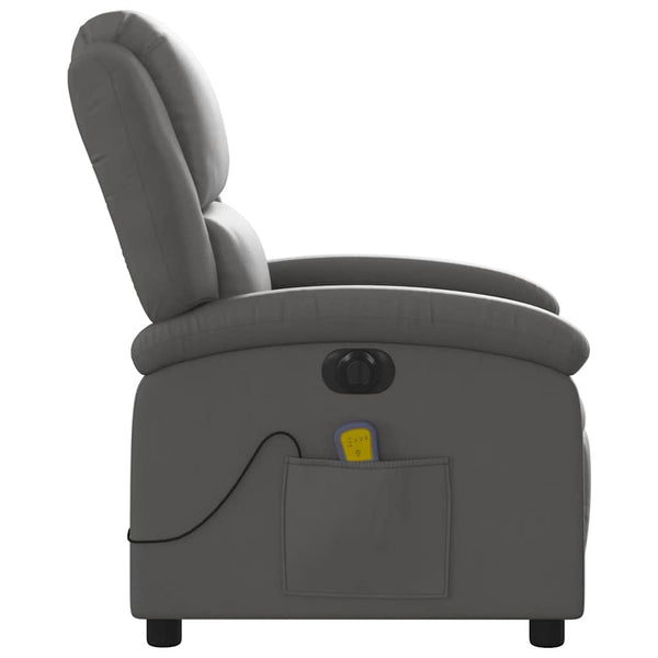 Elektrischer Massagesessel Grau Echtleder