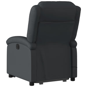 Massagesessel mit Aufstehhilfe Echtleder Schwarz