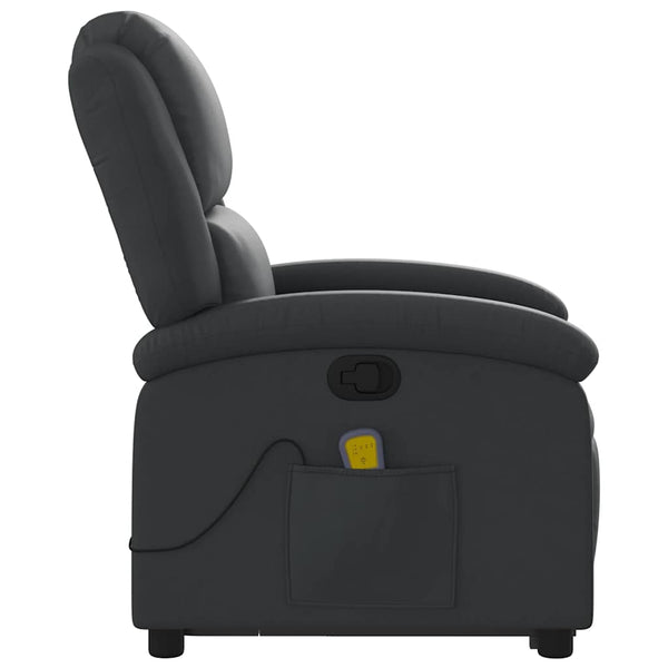 Massagesessel mit Aufstehhilfe Echtleder Schwarz