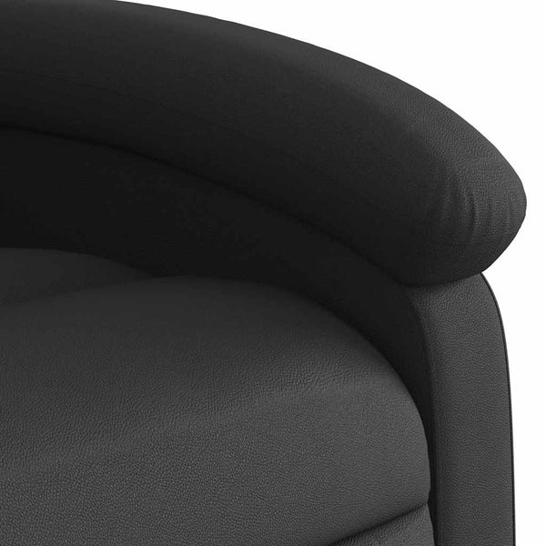 Massagesessel mit Aufstehhilfe Echtleder Schwarz