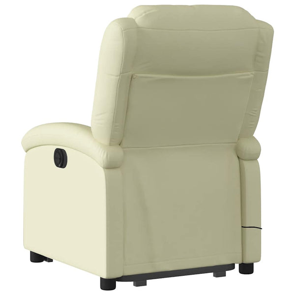 Massagesessel mit Aufstehhilfe Echtleder Creme