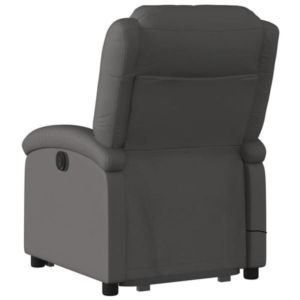 Massagesessel mit Aufstehhilfe Echtleder Grau