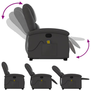 Massagesessel mit Aufstehhilfe Echtleder Grau