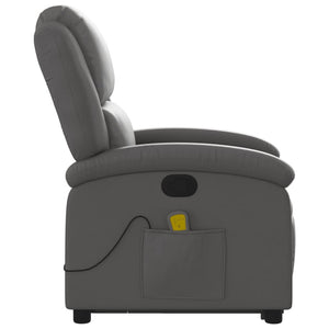 Massagesessel mit Aufstehhilfe Echtleder Grau