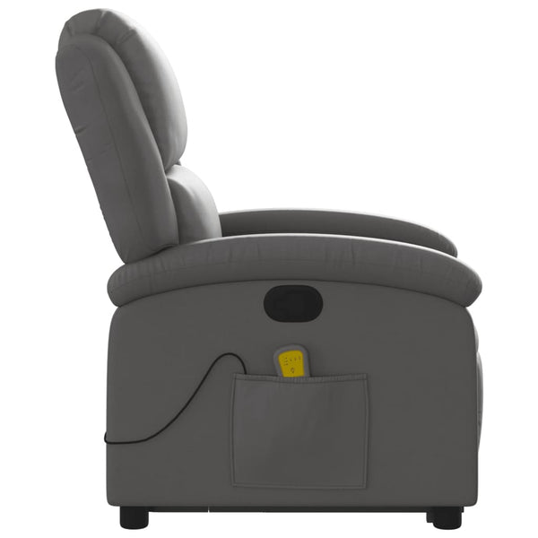Massagesessel mit Aufstehhilfe Echtleder Grau