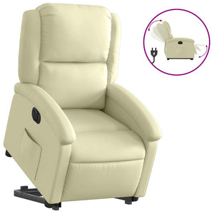 Elektrischer Relaxsessel mit Aufstehhilfe Creme Leder