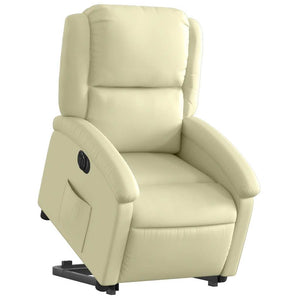 Elektrischer Relaxsessel mit Aufstehhilfe Creme Leder