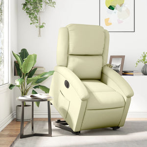 Elektrischer Relaxsessel mit Aufstehhilfe Creme Leder