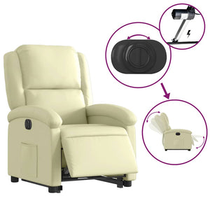 Elektrischer Relaxsessel mit Aufstehhilfe Creme Leder