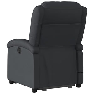 Elektrischer Massagesessel mit Aufstehhilfe Echtleder Schwarz