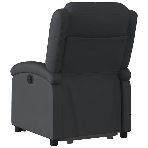 Elektrischer Massagesessel mit Aufstehhilfe Echtleder Schwarz