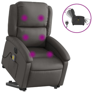 Elektrischer Massagesessel mit Aufstehhilfe Leder Grau