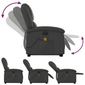 Elektrischer Massagesessel mit Aufstehhilfe Leder Grau
