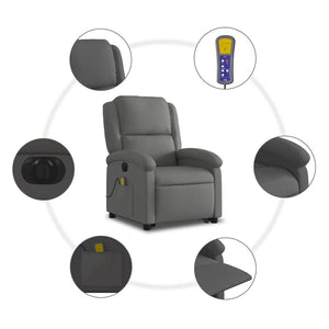 Elektrischer Massagesessel mit Aufstehhilfe Leder Grau