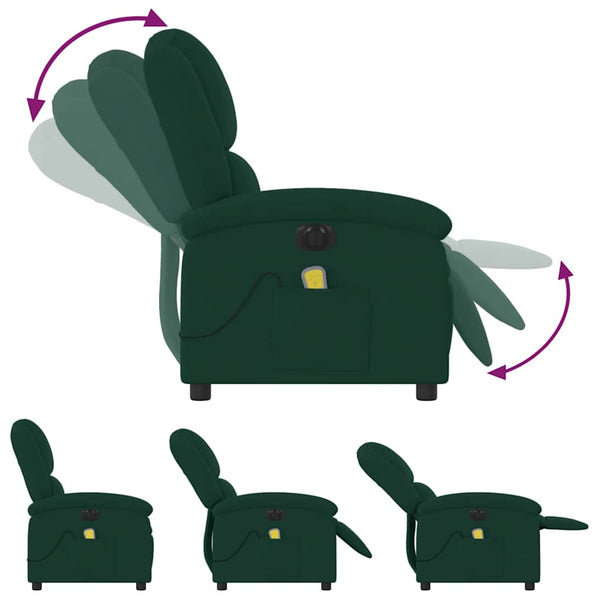 Elektrischer Massagesessel Dunkelgrün Samt