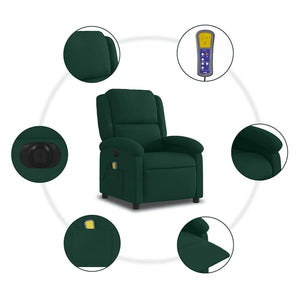 Elektrischer Massagesessel Dunkelgrün Samt