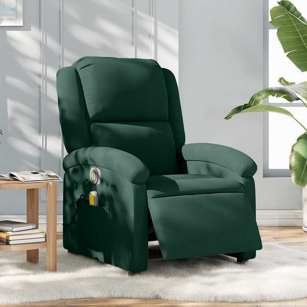 Elektrischer Massagesessel Dunkelgrün Samt