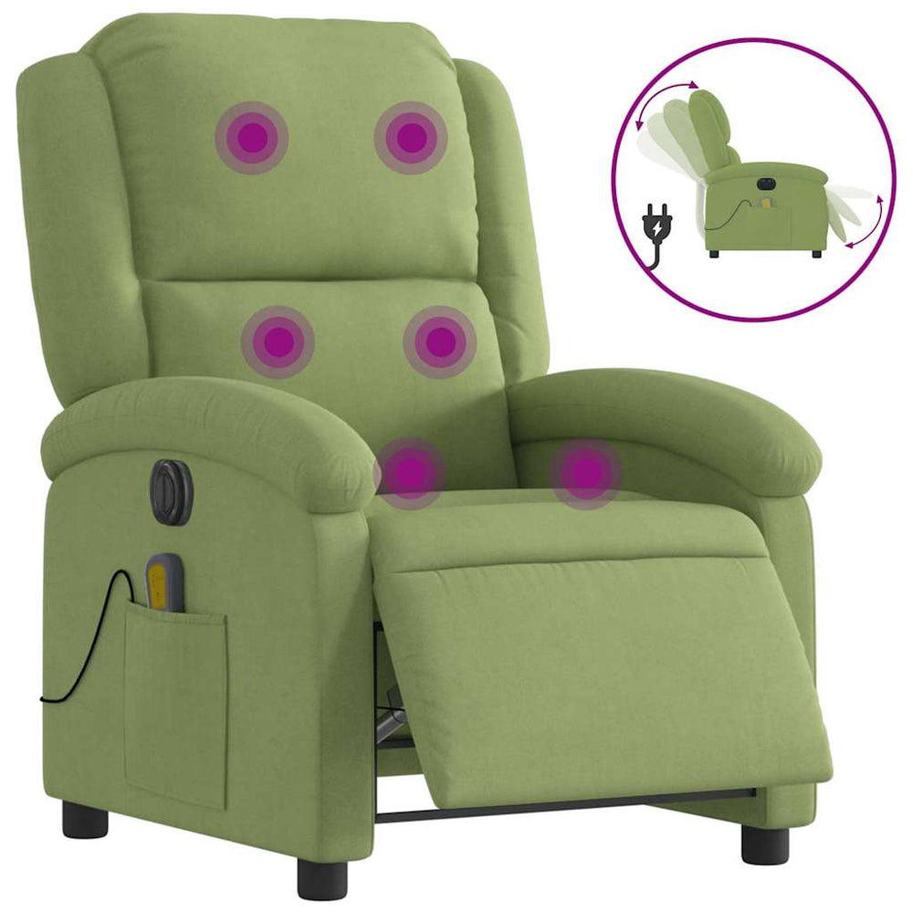 Elektrischer Massagesessel Hellgrün Samt