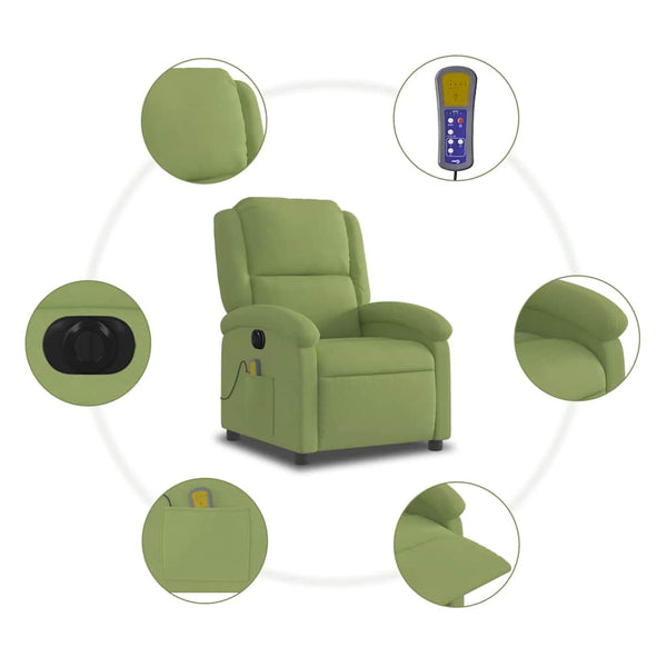Elektrischer Massagesessel Hellgrün Samt