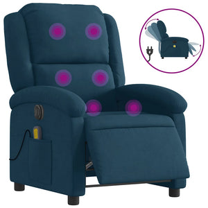 Elektrischer Massagesessel Blau Samt