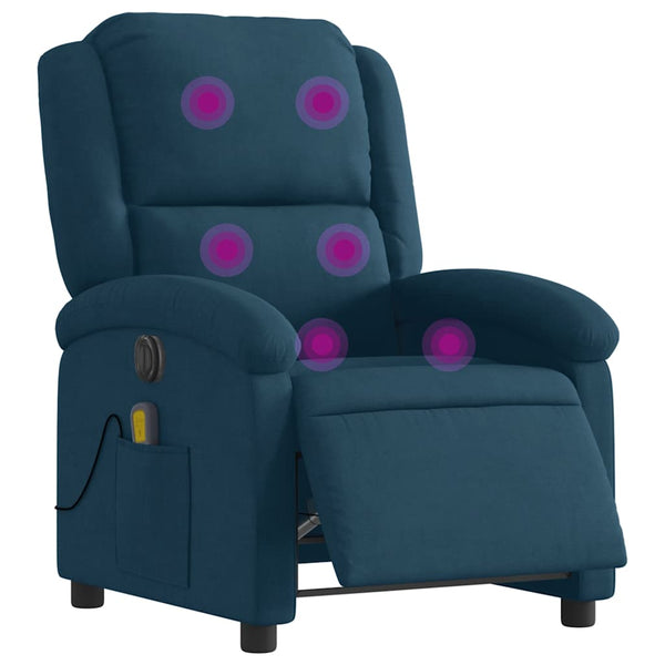 Elektrischer Massagesessel Blau Samt