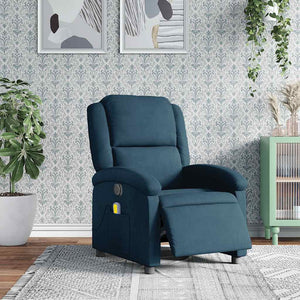 Elektrischer Massagesessel Blau Samt