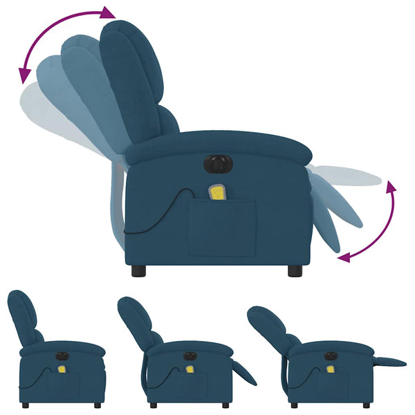 Elektrischer Massagesessel Blau Samt
