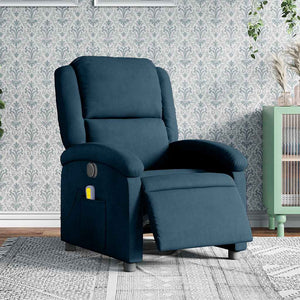 Elektrischer Massagesessel Blau Samt