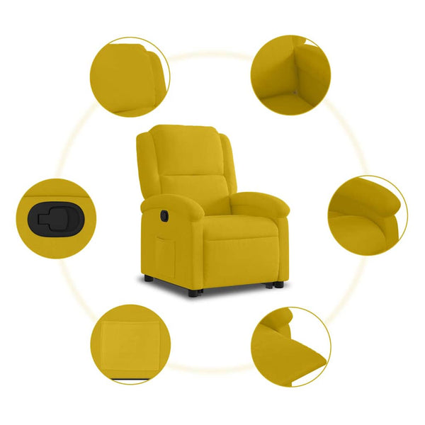 Gelber Relaxsessel mit Aufstehhilfe Samt