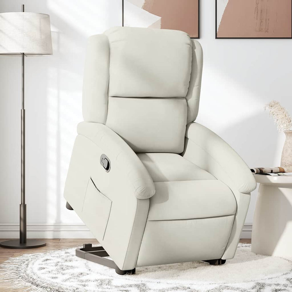 Relaxsessel mit Aufstehhilfe Creme Samt