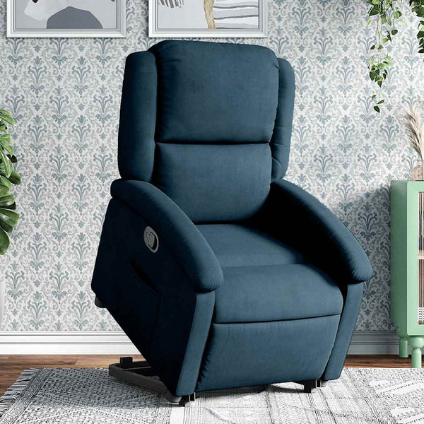 Relaxsessel mit Aufstehhilfe Blau Samt