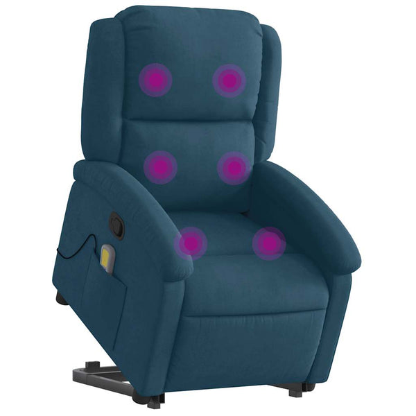Massagesessel mit Aufstehhilfe Blau Samt