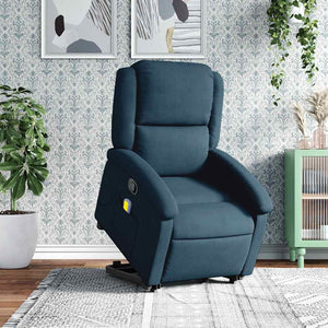Massagesessel mit Aufstehhilfe Blau Samt