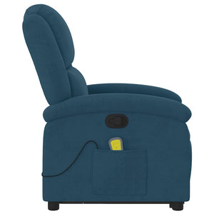 Massagesessel mit Aufstehhilfe Blau Samt