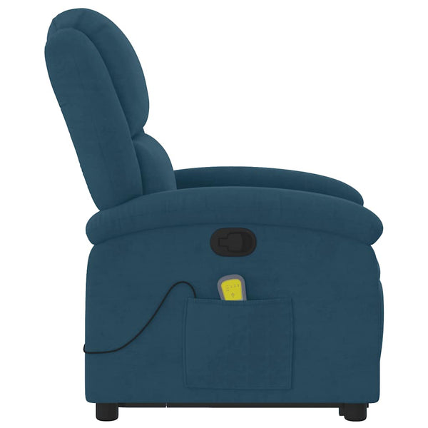 Massagesessel mit Aufstehhilfe Blau Samt